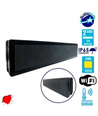 GLOBOSTAR® DISPLAY 90301 Κυλιόμενη Ψηφιακή Επιγραφή P10 Διπλής Όψης LED AC 220-240V Αδιάβροχο IP65 Κόκκινο - WiFi Control μέσω FK APP - Αισθητήρας Θερμοκρασίας & Υγρασίας - Μ104 x Π12 x Υ20cm - 2 Χρόνια Εγγύηση